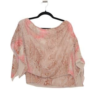 MM Couture by Miss Me Pink Print Silk Blend Blouse Size Large